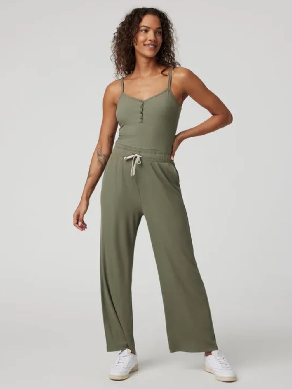 Green Vuori pose ribbed jumpsuit